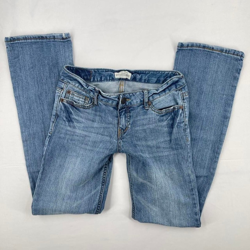 Vintage Y2K Aeropostale Low Rise Bootcut Jeans 2 XS Faded Embroidered Preppy 00s